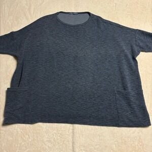 Cut Loose Womens Oversized Textured Tunic Top Blouse One Size Blue Lagenlook